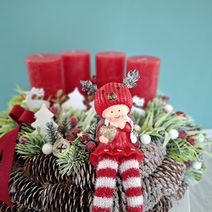 Piros adventikoszorú  - Meska.hu