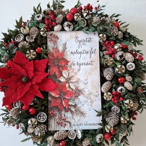 Mikulásvirágos karácsonyi ajtódísz - karácsony - karácsonyi lakásdekoráció - karácsonyi ajtódíszek - Meska.hu