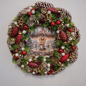 Piros karácsonyi ajtódísz - karácsony - karácsonyi lakásdekoráció - karácsonyi ajtódíszek - Meska.hu