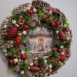 Piros karácsonyi ajtódísz - karácsony - karácsonyi lakásdekoráció - karácsonyi ajtódíszek - Meska.hu