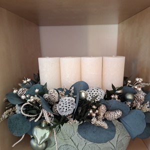 Eukaliptuszos adventi asztaldísz - karácsony - adventi díszek - adventi asztaldísz - Meska.hu