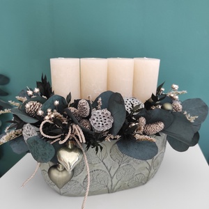 Eukaliptuszos adventi asztaldísz - Meska.hu