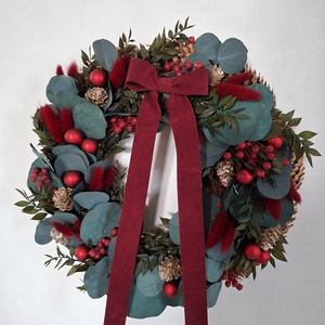 Bordó piros ajtódísz - karácsony - karácsonyi lakásdekoráció - karácsonyi ajtódíszek - Meska.hu