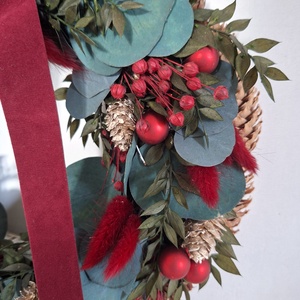 Bordó piros ajtódísz - karácsony - karácsonyi lakásdekoráció - karácsonyi ajtódíszek - Meska.hu