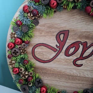 Joy feliratú piros karácsonyi ajtódísz, falidísz - karácsony - karácsonyi lakásdekoráció - karácsonyi ajtódíszek - Meska.hu