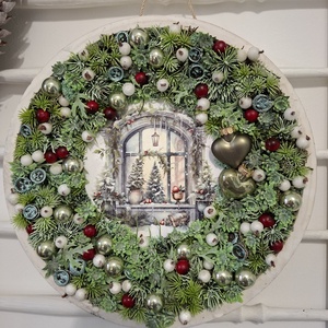 Karácsonyi ajtódísz, falidísz   - karácsony - karácsonyi lakásdekoráció - karácsonyi ajtódíszek - Meska.hu