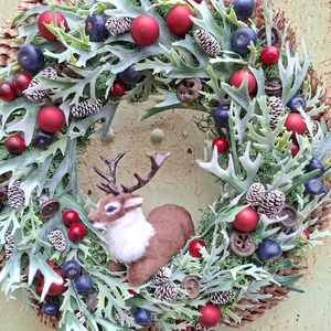 Karácsonyi ajtódísz szarvassal - Meska.hu