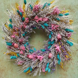 Szárazvirágos ajtódísz, falidísz, Otthon & Életmód, Dekoráció, Ajtó- és ablak dekoráció, Ajtódísz & Kopogtató, Virágkötés, MESKA