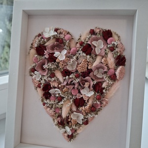 Virágokból szív képkeretben, Otthon & Életmód, Dekoráció, Asztal és polc dekoráció, Asztaldísz, Virágkötés, MESKA