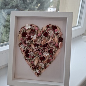 Virágokból szív képkeretben - otthon & életmód - dekoráció - asztal és polc dekoráció - asztaldísz - Meska.hu