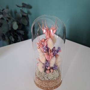 Üvegbúra szárított virágokkal - otthon & életmód - virágdekoráció - virágdíszek - asztali virágdísz - Meska.hu