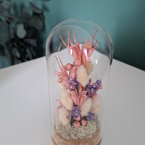 Üvegbúra szárított virágokkal, Otthon & Életmód, Virágdekoráció, Virágdíszek, Asztali virágdísz, Virágkötés, MESKA