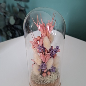 Üvegbúra szárított virágokkal - otthon & életmód - virágdekoráció - virágdíszek - asztali virágdísz - Meska.hu