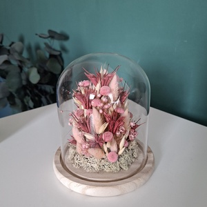 Tavaszi üvegbúra szárított virágokkal - otthon & életmód - virágdekoráció - virágdíszek - asztali virágdísz - Meska.hu