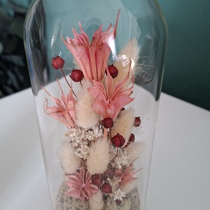 Üvegbúra szárított virágokkal - otthon & életmód - virágdekoráció - virágdíszek - asztali virágdísz - Meska.hu
