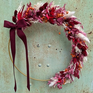 Szárazvirágos ajtódísz, falidísz , Otthon & Életmód, Dekoráció, Ajtó- és ablak dekoráció, Ajtódísz & Kopogtató, Virágkötés, MESKA