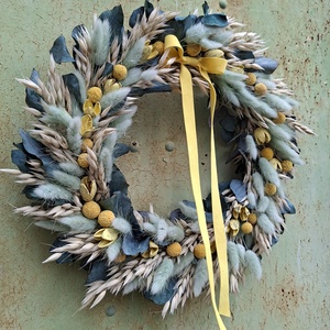 Szárított virágos koszorú, ajtódísz - otthon & életmód - dekoráció - ajtó- és ablak dekoráció - ajtódísz & kopogtató - Meska.hu