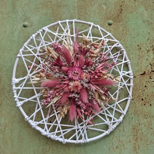 Szárazvirágos falidísz, ajtódísz - otthon & életmód - dekoráció - fali és függő dekoráció - falra akasztható dekor - Meska.hu