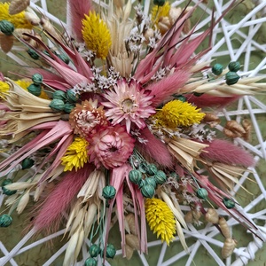 Szárazvirágos falidísz, ajtódísz - otthon & életmód - dekoráció - fali és függő dekoráció - falra akasztható dekor - Meska.hu