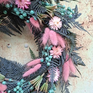 Tavaszi szárított virágos ajtódísz, falidísz - otthon & életmód - dekoráció - ajtó- és ablak dekoráció - ajtódísz & kopogtató - Meska.hu