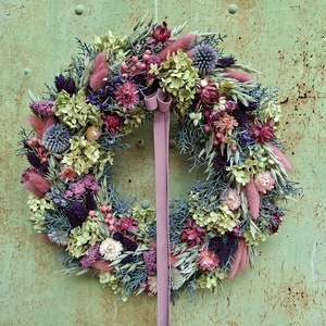 Szárazvirágos tavaszi ajtódísz, kopogtató - Meska.hu