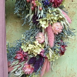 Szárazvirágos tavaszi ajtódísz, kopogtató - otthon & életmód - dekoráció - ajtó- és ablak dekoráció - ajtódísz & kopogtató - Meska.hu