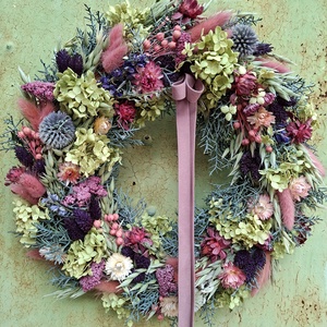 Szárazvirágos tavaszi ajtódísz, kopogtató - otthon & életmód - dekoráció - ajtó- és ablak dekoráció - ajtódísz & kopogtató - Meska.hu