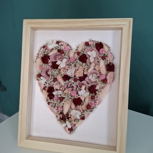 Szárazvirágokból szív képkeretben - otthon & életmód - virágdekoráció - virágdíszek - fali virágdekoráció - Meska.hu