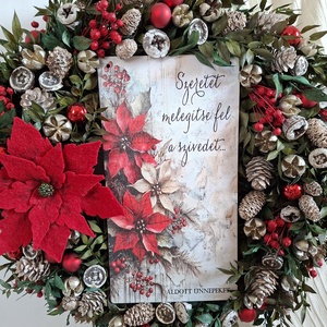 Mikulásvirágos karácsonyi ajtódísz - karácsony - karácsonyi lakásdekoráció - karácsonyi ajtódíszek - Meska.hu