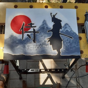 A szamuráj festett, gravírozott festmény - otthon & életmód - fából készült kép - fából készült kép - Meska.hu