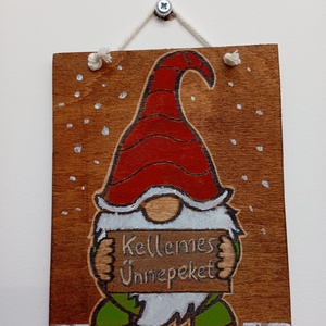 Karácsonyi Manó falidekor/ajtódísz , Karácsony, Karácsonyi kültéri dekoráció, Famegmunkálás, Festészet, MESKA