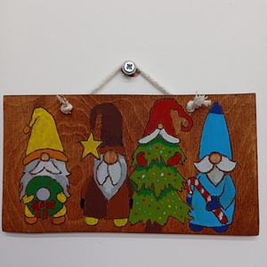 Karácsonyi manók , Karácsony, Karácsonyi lakásdekoráció, Karácsonyi ajtódíszek, Festett tárgyak, MESKA