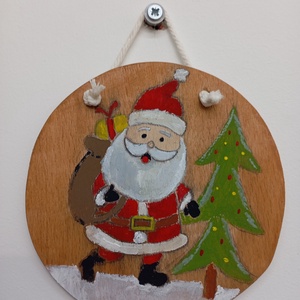 Télapó ajtódísz, Karácsony, Karácsonyi lakásdekoráció, Karácsonyi ablakdíszek, ablakmatricák, Festett tárgyak, MESKA