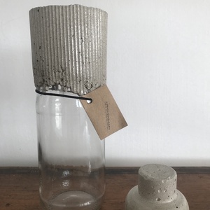 Beton -üveg tároló edény, Otthon & Életmód, Konyhafelszerelés, tálalás, Konyhai tárolás, Fűszertartó, , MESKA