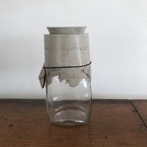 Beton-üveg tárolóedény - otthon & életmód - konyhafelszerelés, tálalás - konyhai tárolás - tea & kávé tárolás - Meska.hu