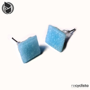 recyclista  MOZ-03 fülbevaló üvegmozaikból - világoskék - ékszer - fülbevaló - lógó fülbevaló - Meska.hu