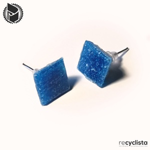 recyclista  MOZ-04 fülbevaló üvegmozaikból - sötétkék - ékszer - fülbevaló - lógó fülbevaló - Meska.hu
