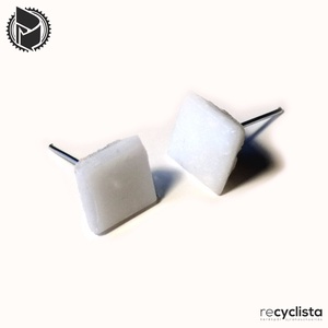 recyclista  MOZ-05 fülbevaló üvegmozaikból - fehér - ékszer - fülbevaló - lógó fülbevaló - Meska.hu