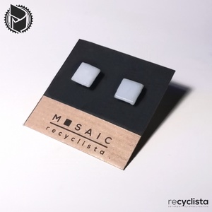 recyclista  MOZ-05 fülbevaló üvegmozaikból - fehér - Meska.hu