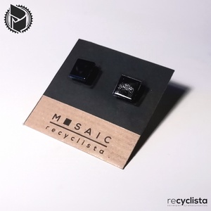 recyclista  MOZ-07 fülbevaló üvegmozaikból fekete, Ékszer, Fülbevaló, Lógó fülbevaló, Újrahasznosított alapanyagból készült termékek, Ötvös, Meska