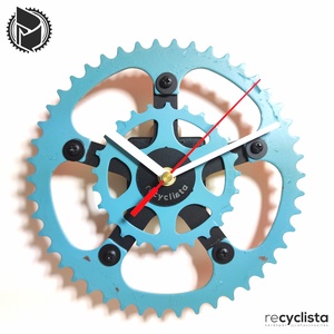 recyclock MES-056 - falióra újrahasznosított kerékpár alkatrészekből - méregzöld, Otthon & Életmód, Dekoráció, Fali és függő dekoráció, Falióra & óra, Újrahasznosított alapanyagból készült termékek, Ötvös, MESKA