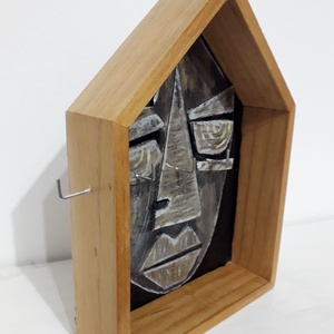 Fali kulcstartó, Picasso stílusú arc dekorációval - otthon & életmód - dekoráció - fali és függő dekoráció - fali kulcstartó - Meska.hu
