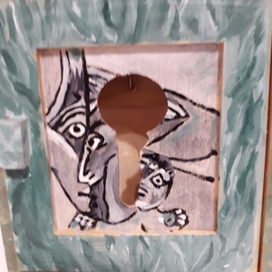 Fali kulcstartó, Picasso stílusú dekorációval - otthon & életmód - dekoráció - fali és függő dekoráció - fali kulcstartó - Meska.hu