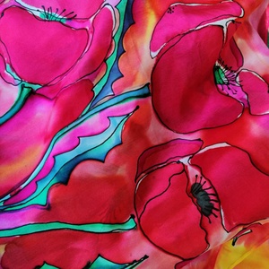 Kézi festésű valódi hernyóselyem sál-Pipacstánc - ruha & divat - sál, sapka, kendő - sál - Meska.hu Kézi festésű valódi hernyóselyem sál-Pipacstánc - ruha & divat - sál, sapka, kendő - sál - Meska.hu