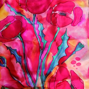 Kézi festésű valódi hernyóselyem sál-Pipacstánc - ruha & divat - sál, sapka, kendő - sál - Meska.hu Kézi festésű valódi hernyóselyem sál-Pipacstánc - ruha & divat - sál, sapka, kendő - sál - Meska.hu