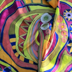 Kézi festésű valódi hernyóselyem kendő-Színvarázslat, Ruha & Divat, Sál, Sapka, Kendő, Kendő, Selyemfestés, MESKA