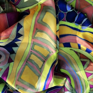 Kézi festésű valódi hernyóselyem kendő-Színvarázslat - ruha & divat - sál, sapka, kendő - kendő - Meska.hu