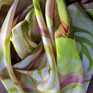 Kézi festésű valódi hernyóselyem kendő-Rózsa - ruha & divat - sál, sapka, kendő - kendő - Meska.hu