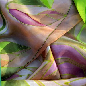 Kézi festésű valódi hernyóselyem kendő-Rózsa - ruha & divat - sál, sapka, kendő - kendő - Meska.hu