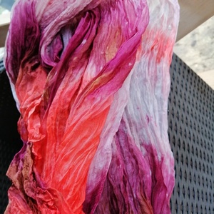 Gyűrt,batikolt valódi selyemsál -Narancs,bordó,barna - ruha & divat - sál, sapka, kendő - kendő - Meska.hu